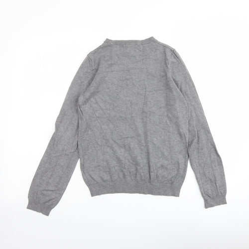 H&M Womens Grey Round Neck Viscose Pullover Jumper Size S