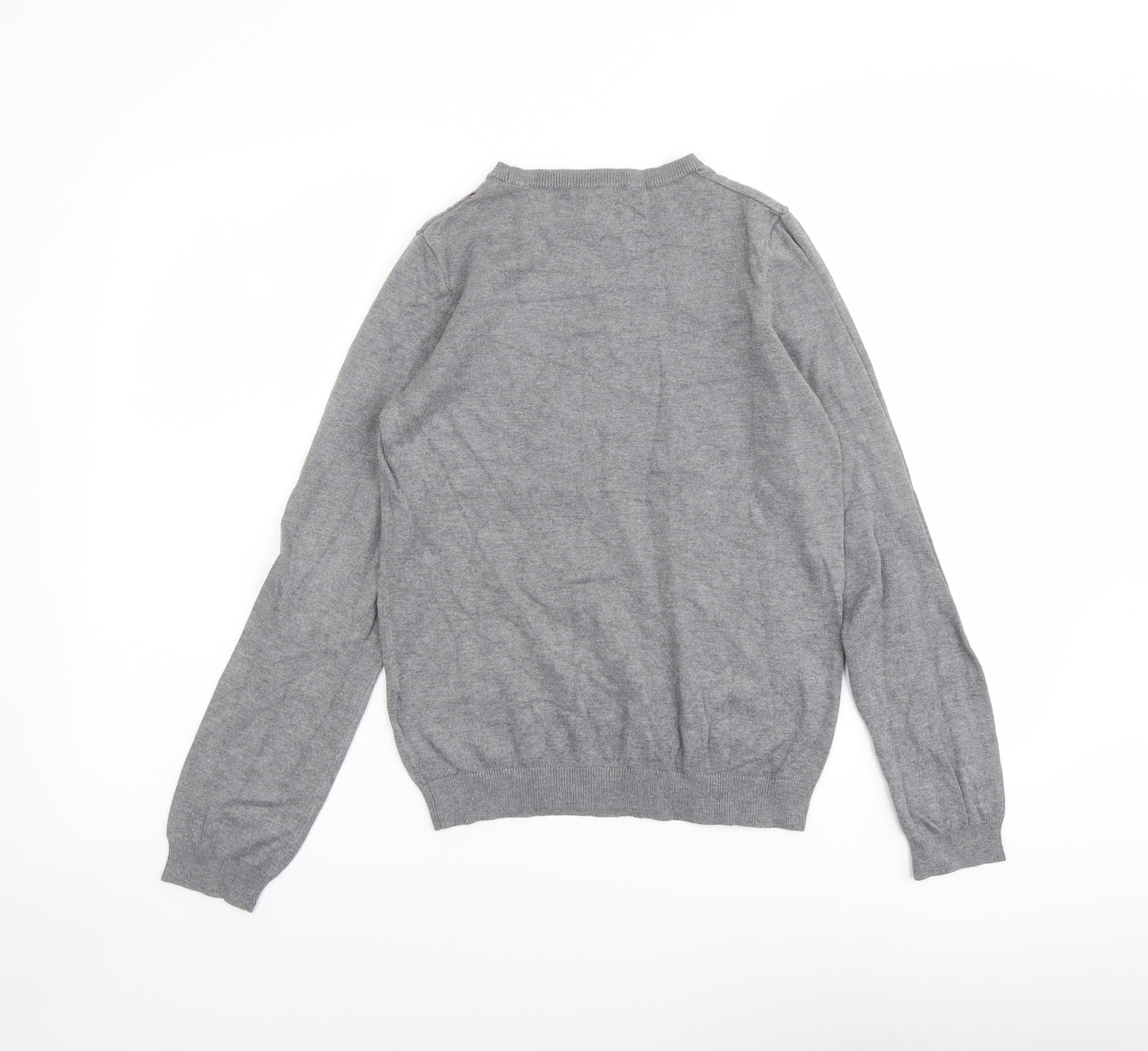H&M Womens Grey Round Neck Viscose Pullover Jumper Size S