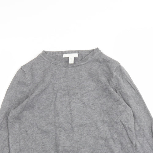 H&M Womens Grey Round Neck Viscose Pullover Jumper Size S