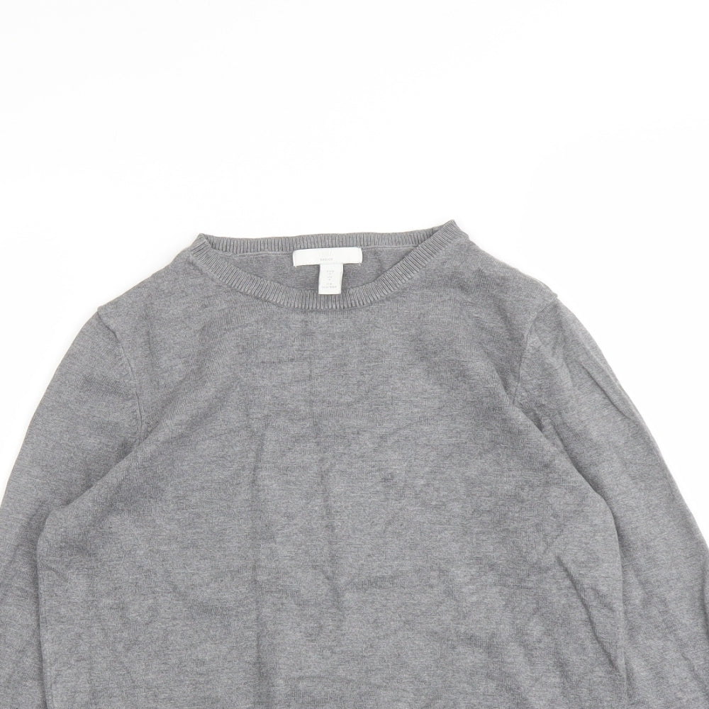 H&M Womens Grey Round Neck Viscose Pullover Jumper Size S