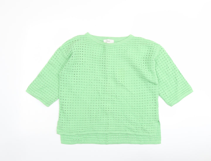 NEXT Womens Green Round Neck Cotton Pullover Jumper Size 10