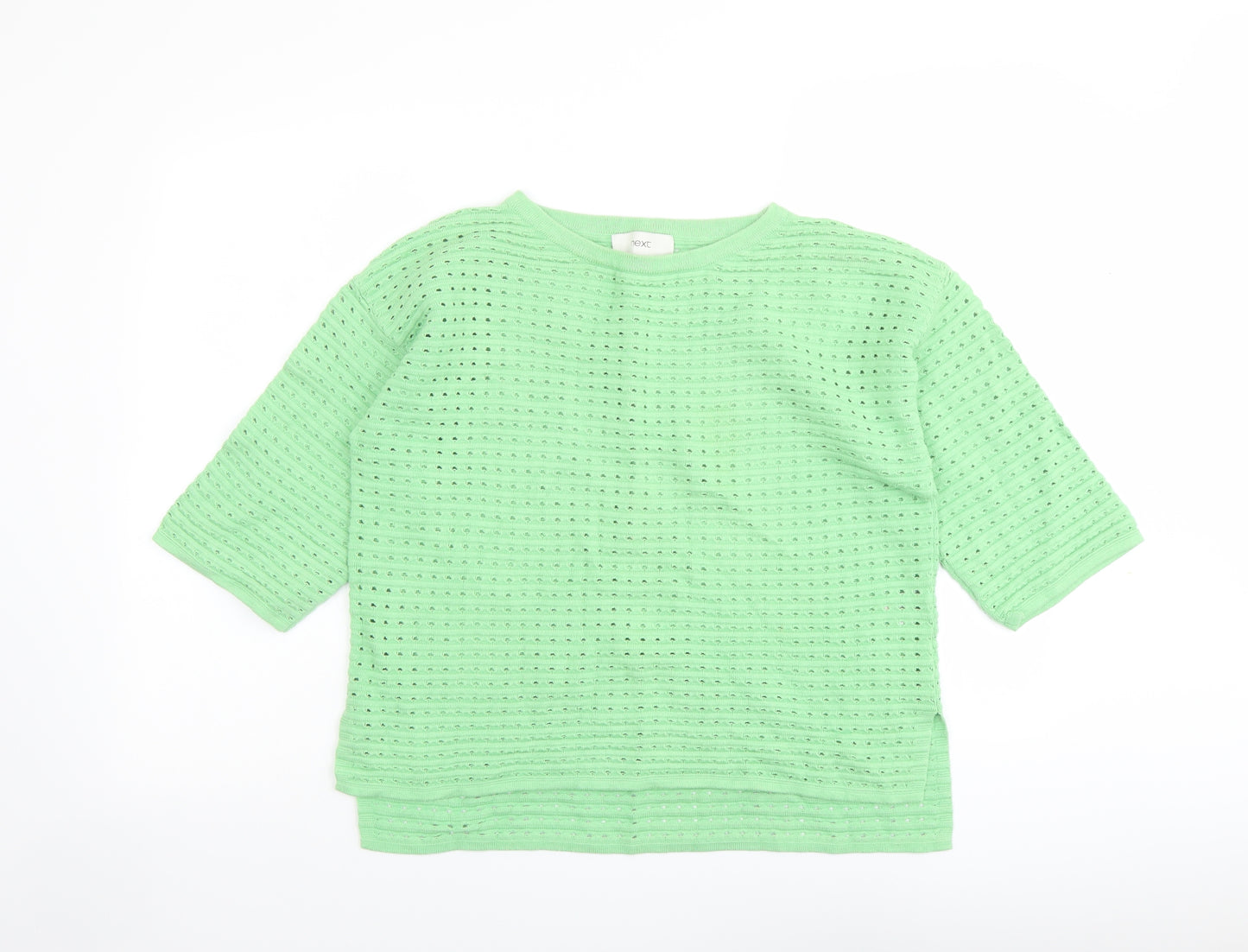 NEXT Womens Green Round Neck Cotton Pullover Jumper Size 10