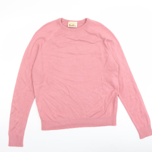 Brettles Womens Pink Round Neck Acrylic Pullover Jumper Size 10