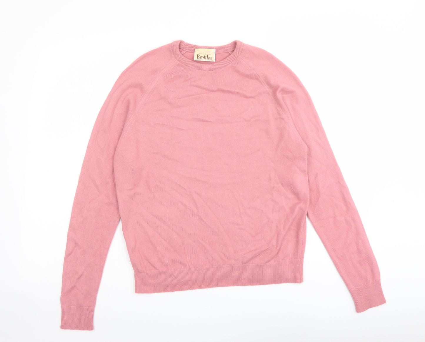 Brettles Womens Pink Round Neck Acrylic Pullover Jumper Size 10