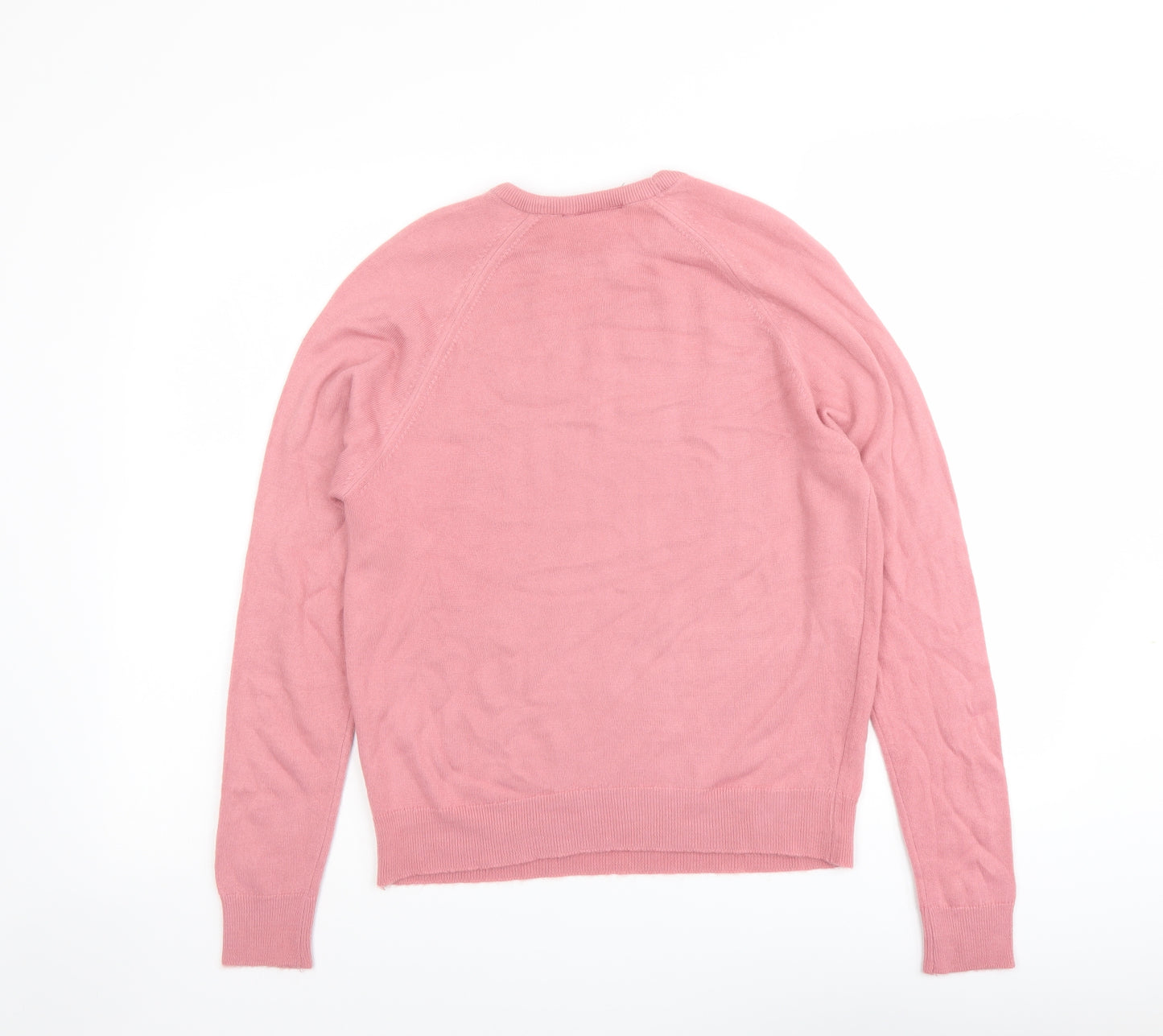 Brettles Womens Pink Round Neck Acrylic Pullover Jumper Size 10
