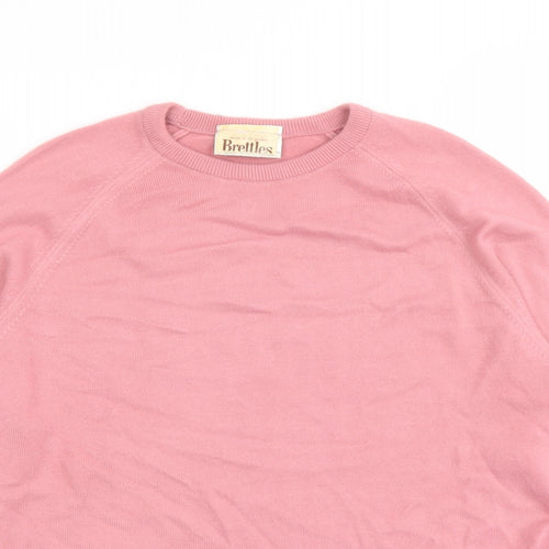 Brettles Womens Pink Round Neck Acrylic Pullover Jumper Size 10