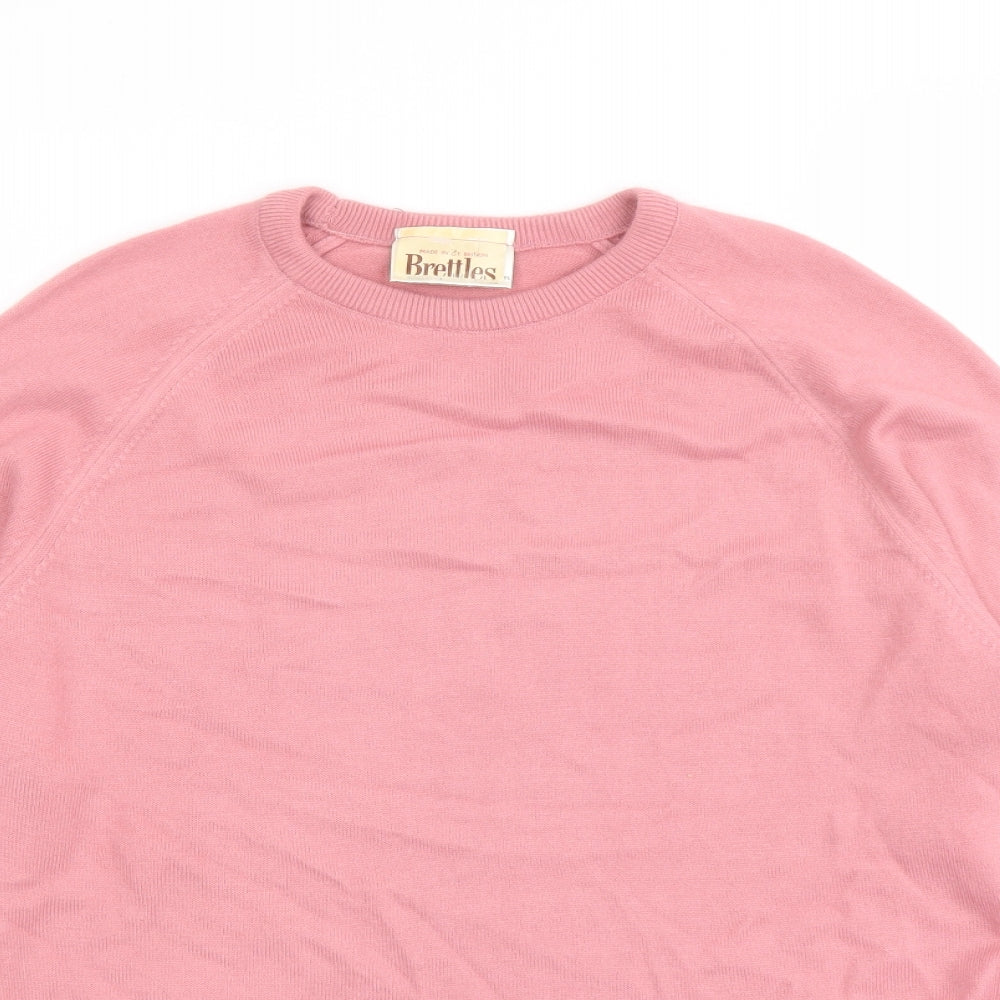 Brettles Womens Pink Round Neck Acrylic Pullover Jumper Size 10