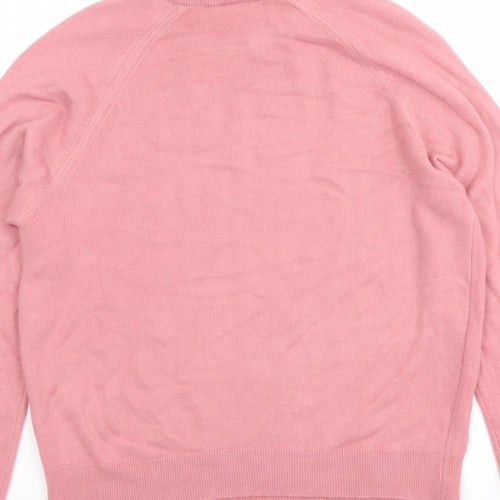 Brettles Womens Pink Round Neck Acrylic Pullover Jumper Size 10