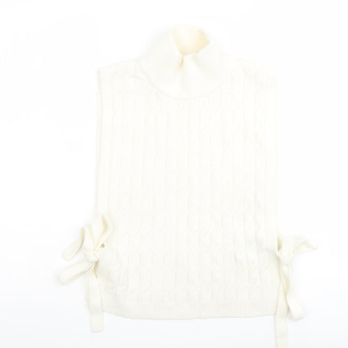 H&M Womens Ivory High Neck Polyester Vest Jumper One Size