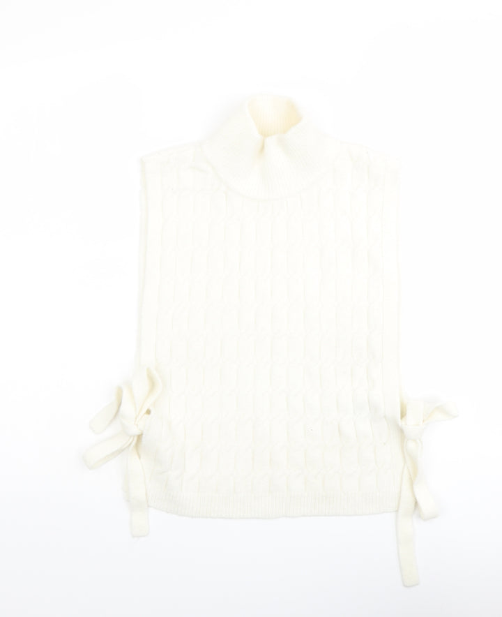H&M Womens Ivory High Neck Polyester Vest Jumper One Size