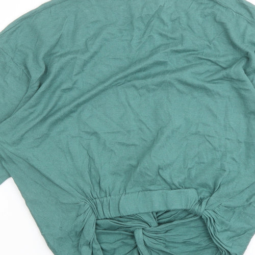 Zara Womens Green Round Neck Cotton Pullover Jumper Size S - Knot Front