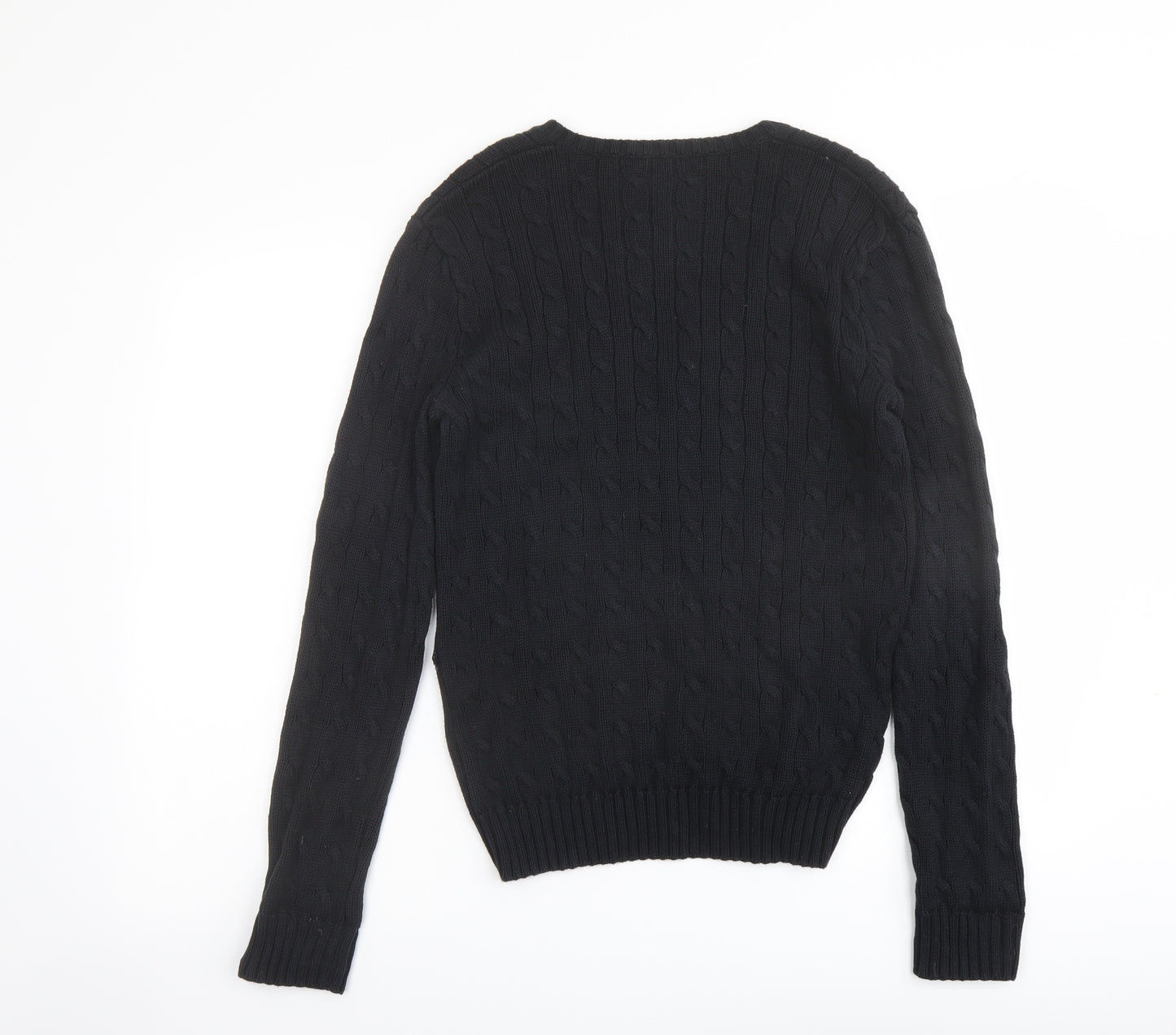 Polo Ralph Lauren Womens Black V-Neck Cotton Pullover Jumper Size L