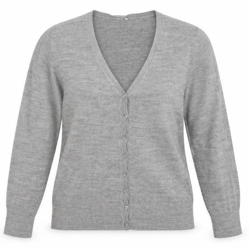 BHS Womens Grey V-Neck Acrylic Cardigan Jumper Size 10
