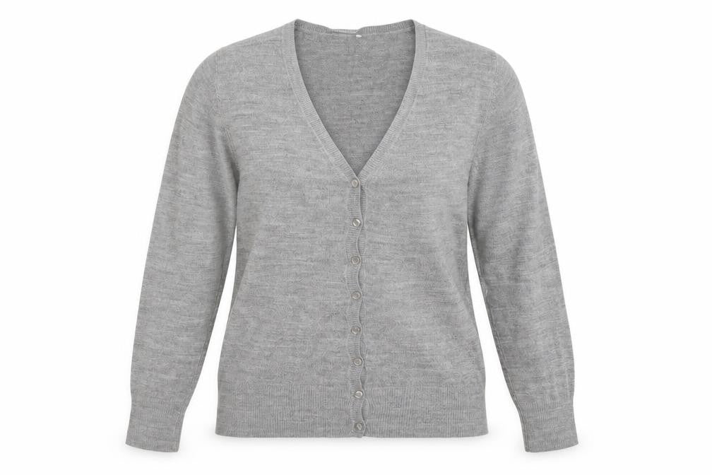 BHS Womens Grey V-Neck Acrylic Cardigan Jumper Size 10