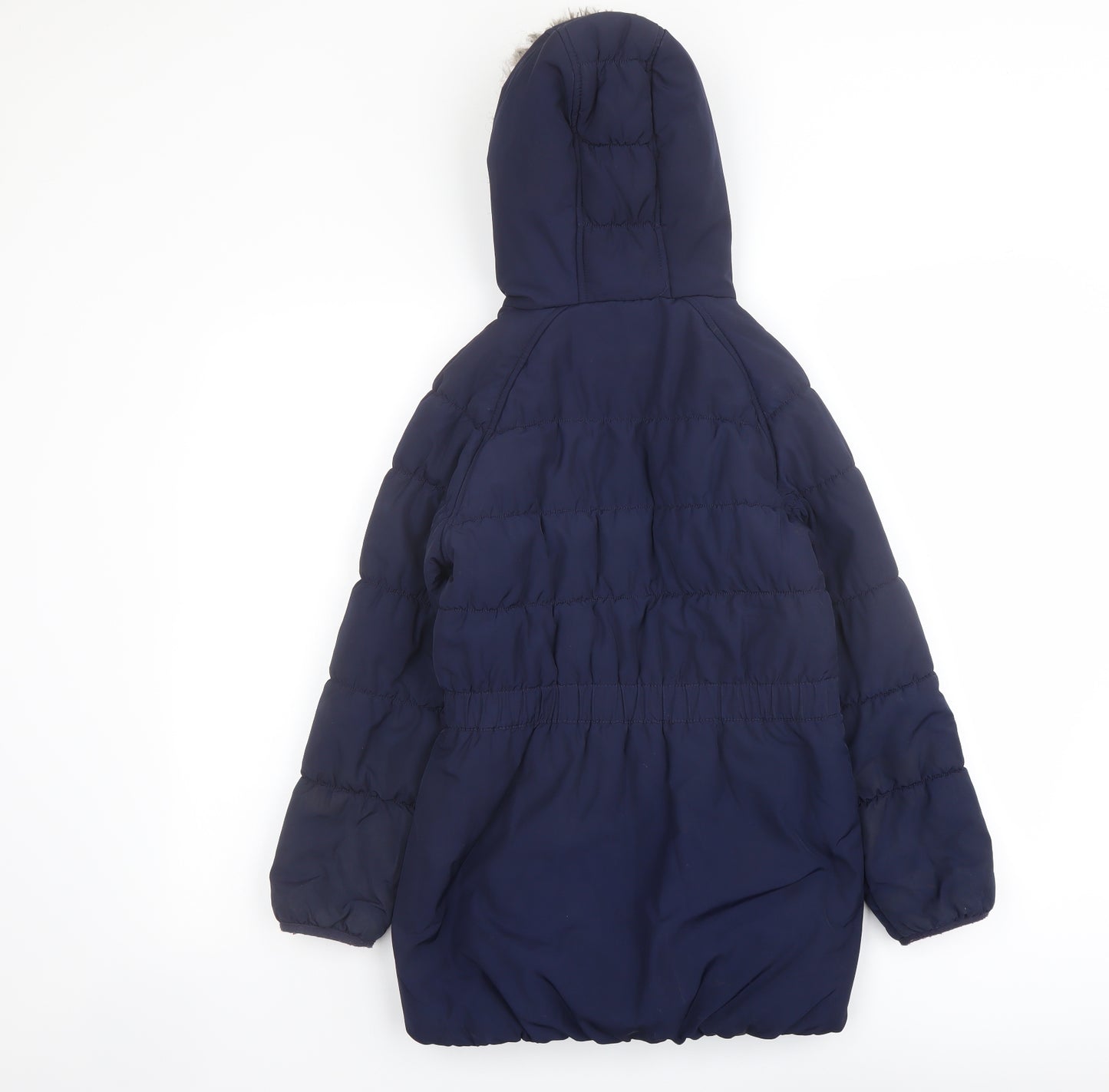 Joules Girls Blue Parka Coat Size 9-10 Years Zip