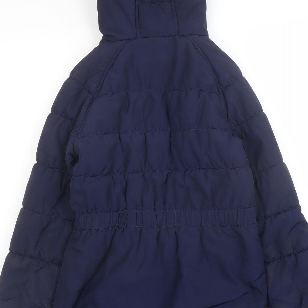 Joules Girls Blue Parka Coat Size 9-10 Years Zip