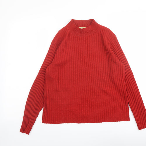 Emerco Womens Red High Neck Acrylic Pullover Jumper Size 8