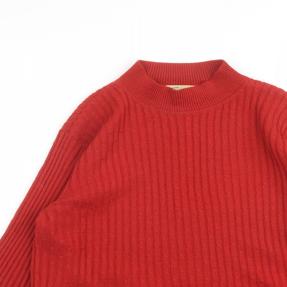 Emerco Womens Red High Neck Acrylic Pullover Jumper Size 8