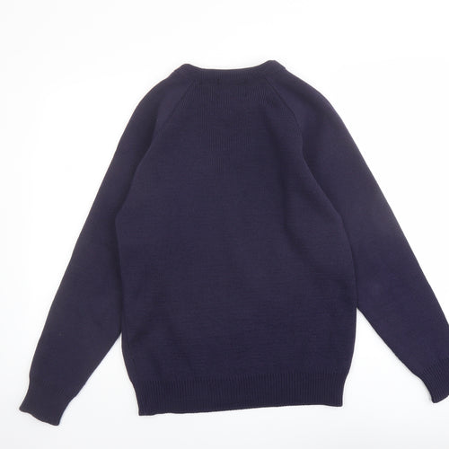 MKI MIYUKI ZOKU Mens Blue Round Neck Acrylic Pullover Jumper Size S Long Sleeve