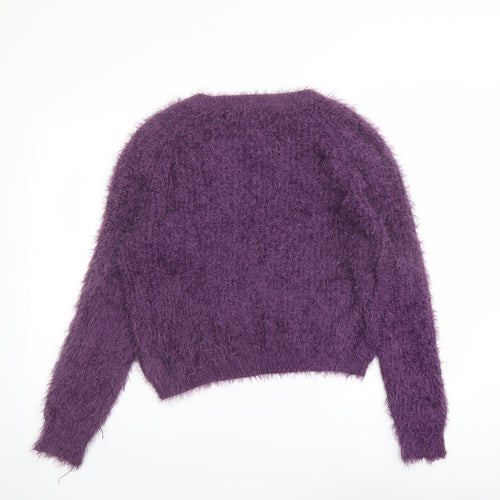 New Look Girls Purple Round Neck Nylon Pullover Jumper Size 12-13 Years Pullover