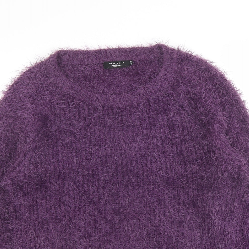 New Look Girls Purple Round Neck Nylon Pullover Jumper Size 12-13 Years Pullover