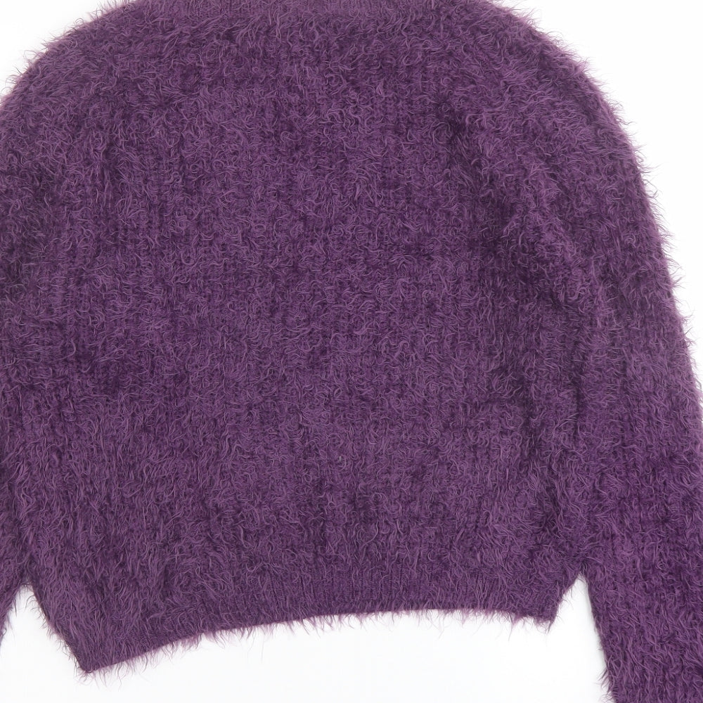 New Look Girls Purple Round Neck Nylon Pullover Jumper Size 12-13 Years Pullover