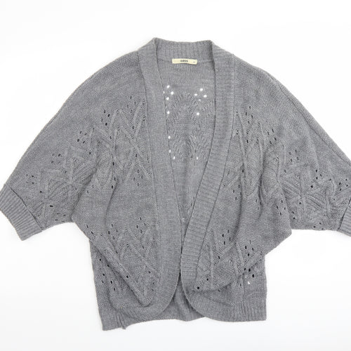 Oasis Womens Grey V-Neck Acrylic Cardigan Jumper Size XS