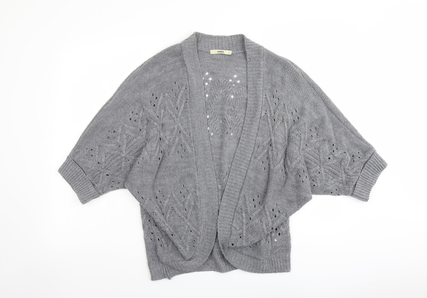 Oasis Womens Grey V-Neck Acrylic Cardigan Jumper Size XS