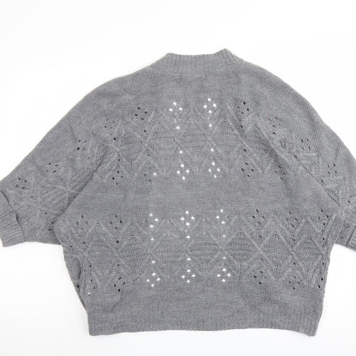Oasis Womens Grey V-Neck Acrylic Cardigan Jumper Size XS