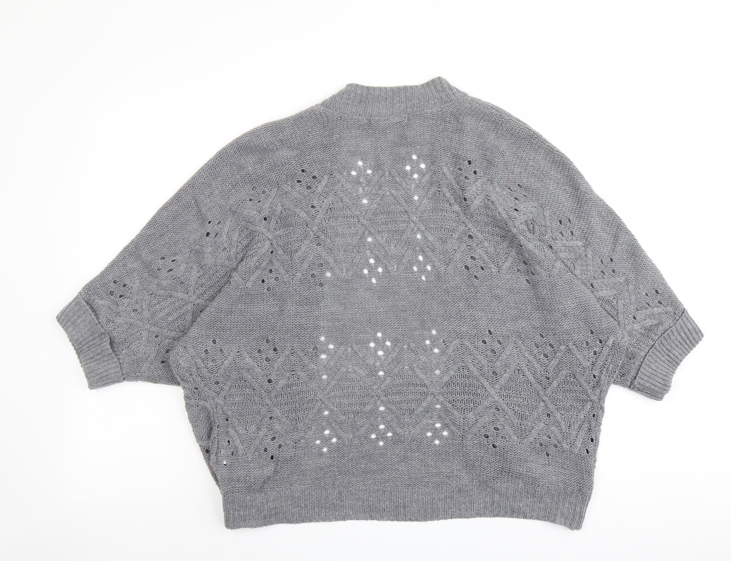 Oasis Womens Grey V-Neck Acrylic Cardigan Jumper Size XS