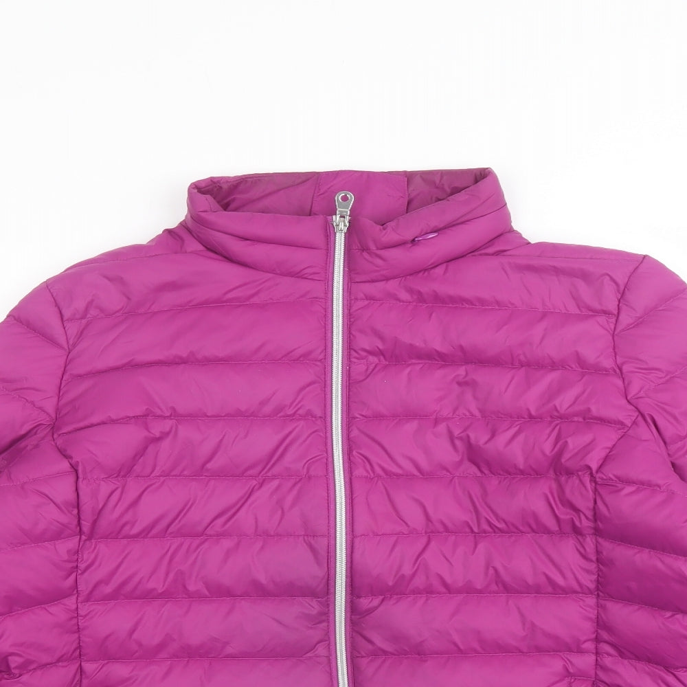 Marks and Spencer Womens Purple Quilted Jacket Size 16 Zip