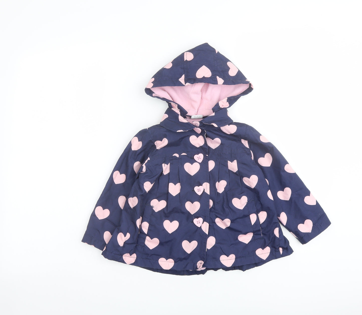 Mini Club Girls Blue Geometric Rain Coat Coat Size 2 Years Zip