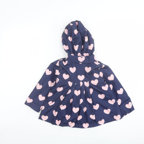 Mini Club Girls Blue Geometric Rain Coat Coat Size 2 Years Zip