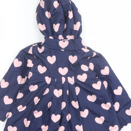 Mini Club Girls Blue Geometric Rain Coat Coat Size 2 Years Zip