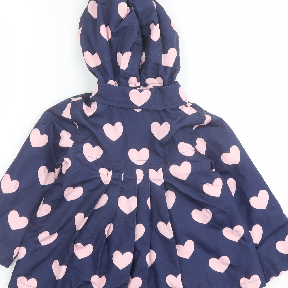 Mini Club Girls Blue Geometric Rain Coat Coat Size 2 Years Zip