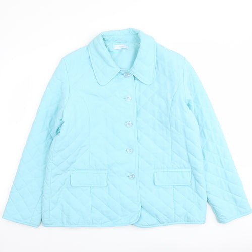 Weekend Ideas Womens Blue Quilted Jacket Size 16 Button