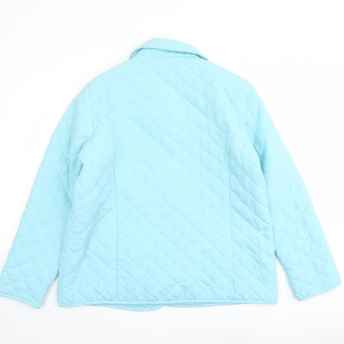 Weekend Ideas Womens Blue Quilted Jacket Size 16 Button