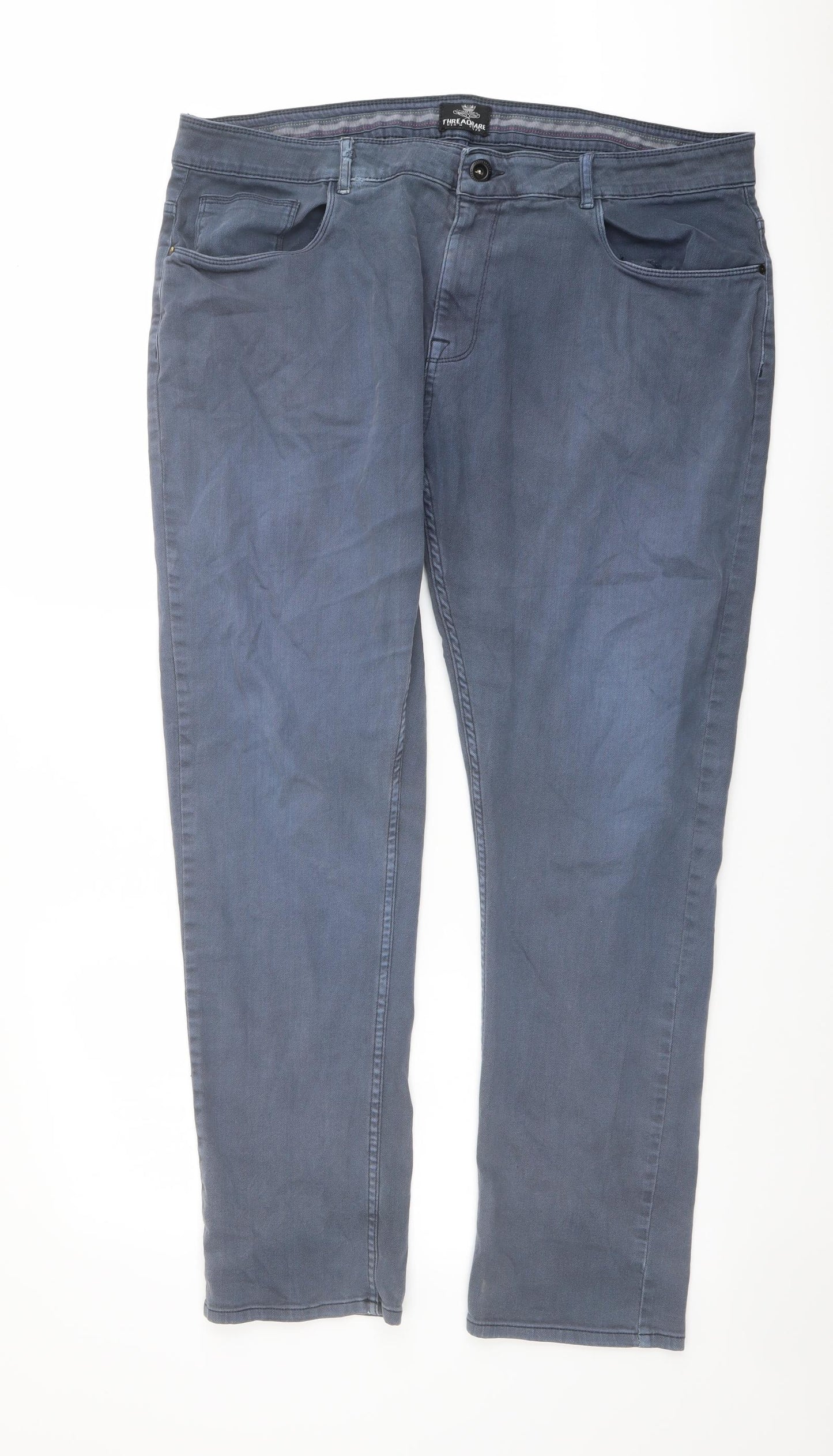 Threadbare Mens Blue Cotton Straight Jeans Size 38 in L32 in Regular Button