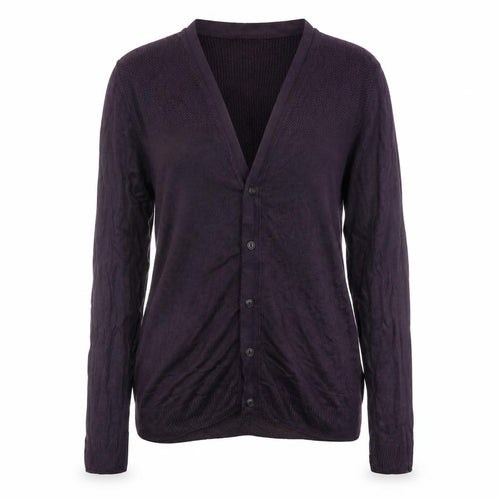 Crafted Womens Purple V-Neck Acrylic Cardigan Jumper Size S