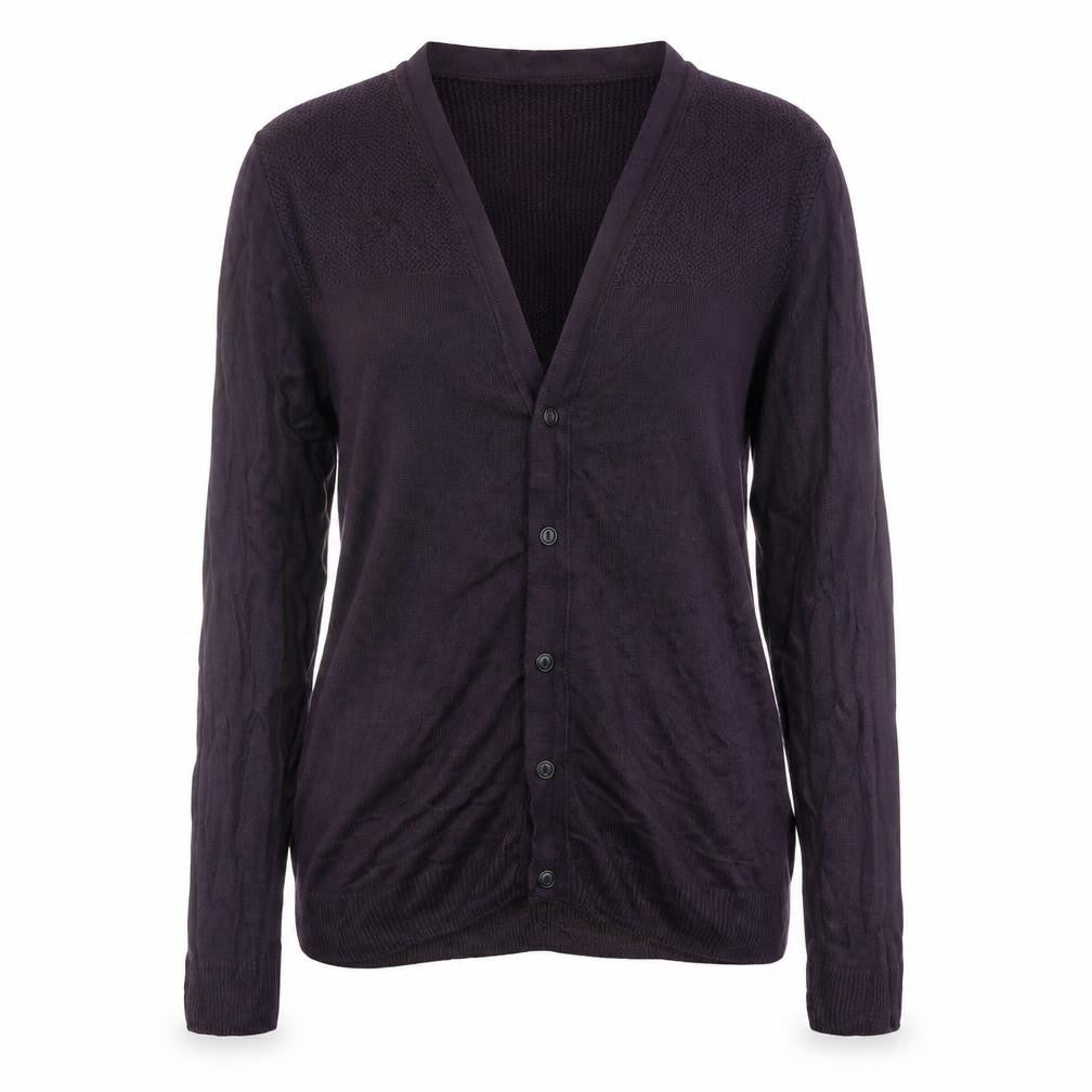 Crafted Womens Purple V-Neck Acrylic Cardigan Jumper Size S