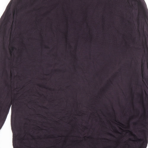 Crafted Womens Purple V-Neck Acrylic Cardigan Jumper Size S