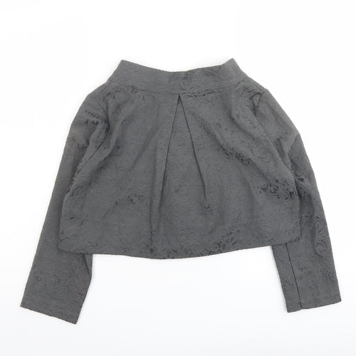 Lindy Bop Womens Grey Floral Jacket Size 8 Button