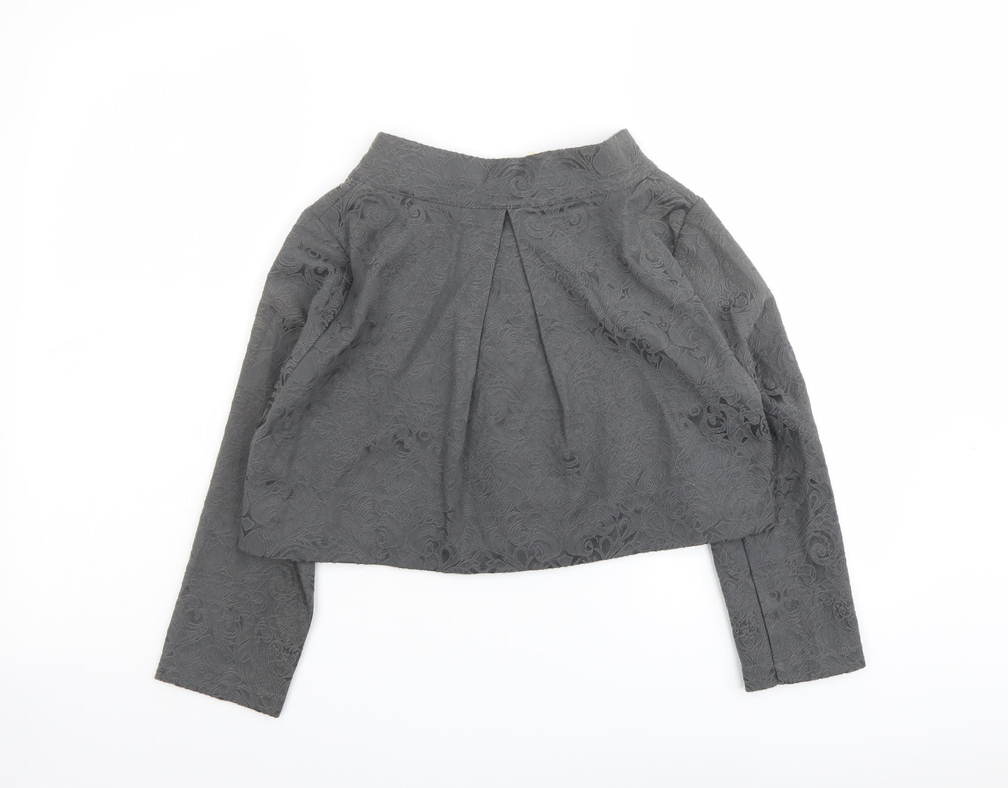 Lindy Bop Womens Grey Floral Jacket Size 8 Button
