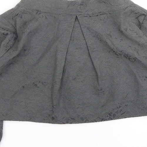 Lindy Bop Womens Grey Floral Jacket Size 8 Button