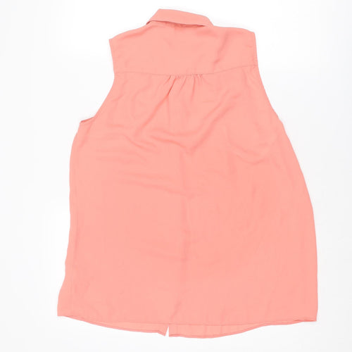 New Look Womens Pink Polyester Basic Button-Up Size 12 Collared
