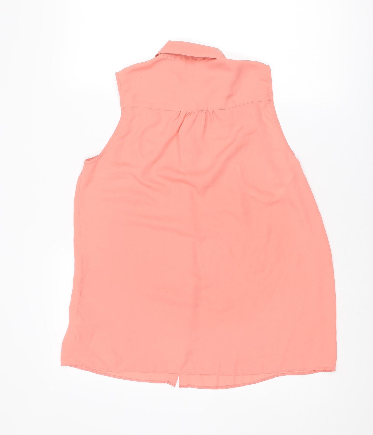 New Look Womens Pink Polyester Basic Button-Up Size 12 Collared