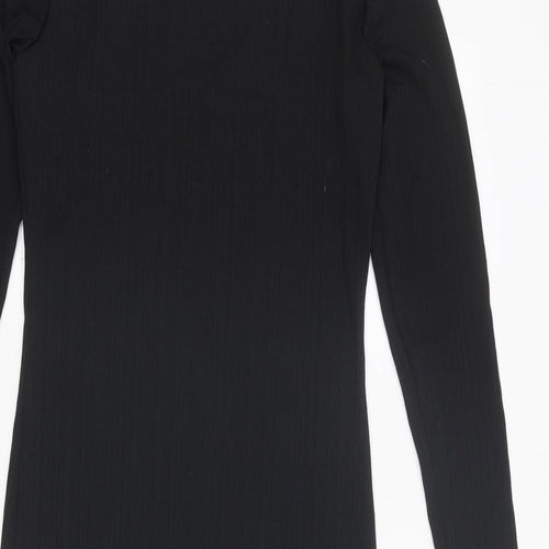 Fire & Glory Womens Black Polyester Shift Size M V-Neck Pullover - Cold Shoulder