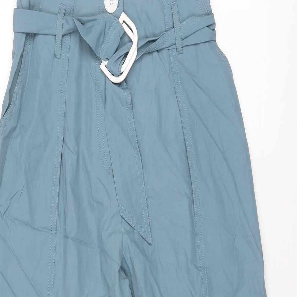 Zara Womens Blue Viscose Cargo Trousers Size XS L26 in Regular Zip