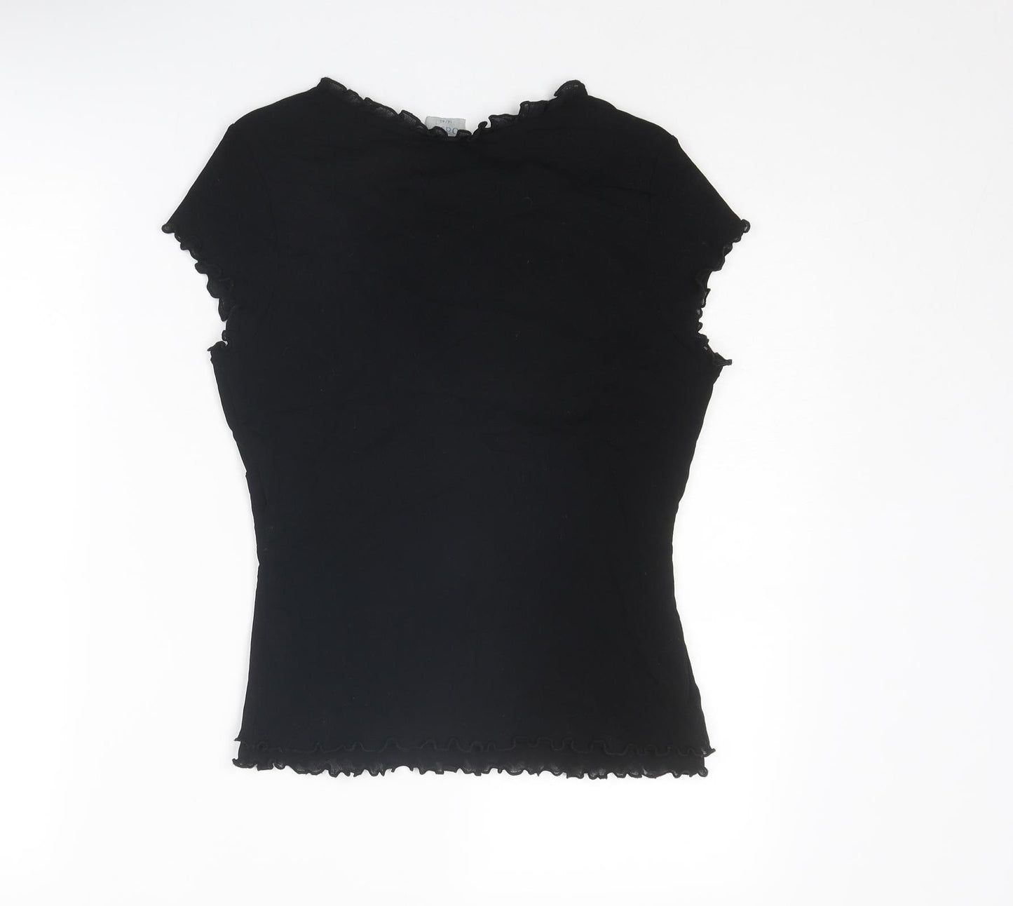 Oasis Womens Black Polyamide Basic T-Shirt Size 14 V-Neck