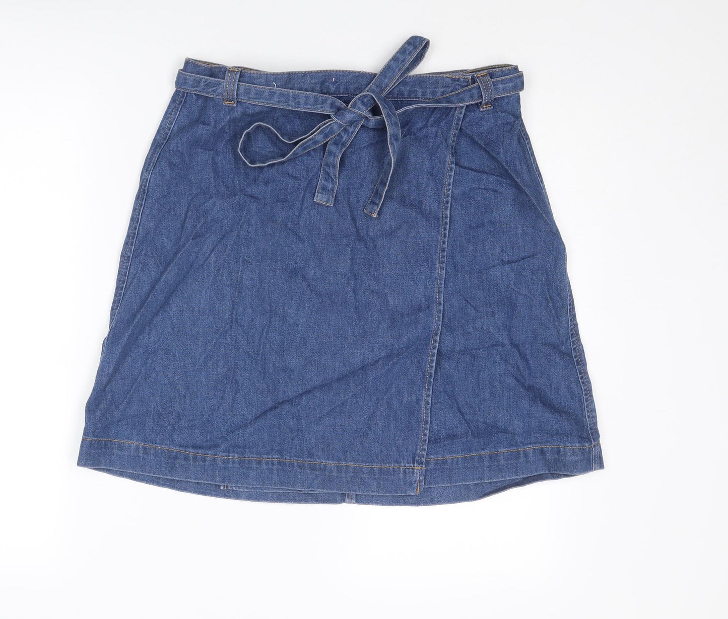 Gap Womens Blue Cotton Wrap Skirt Size 30 in Button - Belt included